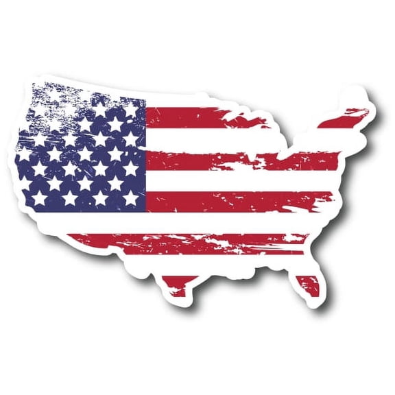 Magnet Me Up Patriotic Distressed American Flag In The Shape Of The United States Magnet Decal, 4x6 In, Vinyl Automotive Magnet
