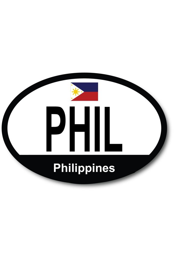 Phil Philippines Country Code Car Magnet Decal, 4x6 inches Oval