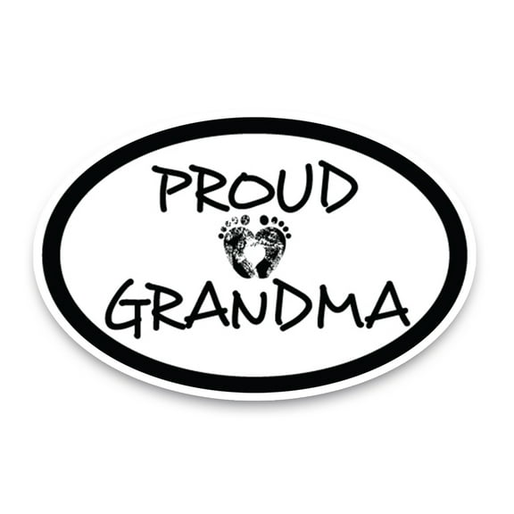Magnet Me Up Proud Grandma Black and White Oval Magnet Decal, 4x6 In, Vinyl Automotive Magnet