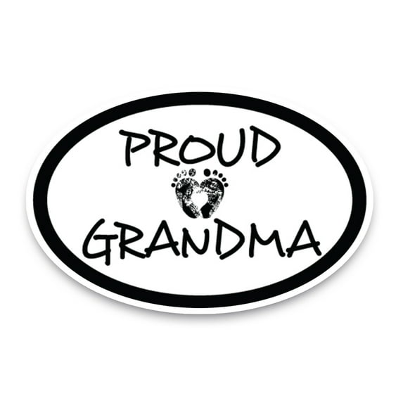 Magnet Me Up Proud Grandma Black and White Oval Magnet Decal, 4x6 In, Vinyl Automotive Magnet