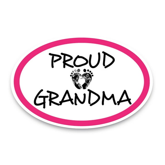Magnet Me Up Proud Grandma Pink and White Oval Magnet Decal, 4x6 In, Vinyl Automotive Magnet
