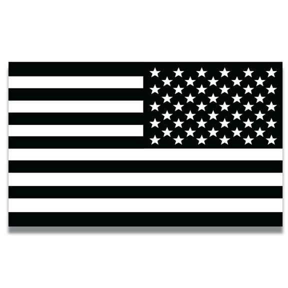 Magnet Me Up Reversed Black and White American Flag Vinyl Automotive Magnet, 7x12 Inches