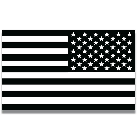 Magnet Me Up Reversed Black and White American Flag Vinyl Automotive Magnet Decal, 5x8 In