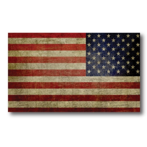 Magnet Me Up Reversed Weathered American Flag Vinyl Magnet, 3x5 in, Red, White and Blue