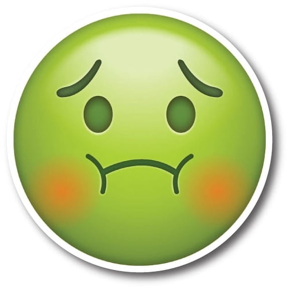 Magnet Me Up Sick Green Emoticon Magnet Decal, 5 Inch Round, Self-Expression
