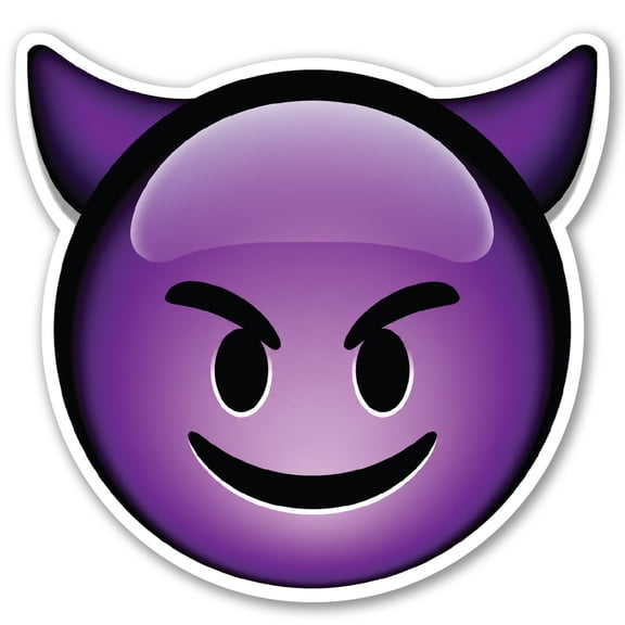 Magnet Me Up Smiling Devil Emoticon Magnetic Decal 5" Purple Emoticon Car Magnet