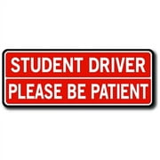 Magnet Me Up Student Driver Please Be Patient Vinyl Automotive Magnet Decal, 3x8 Inches