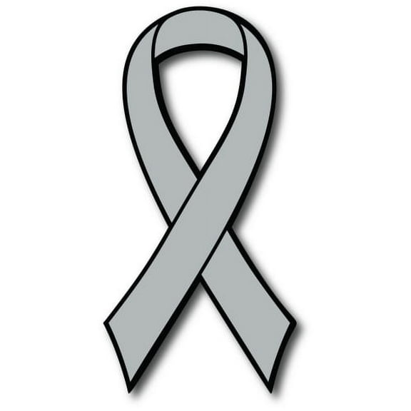 Magnet Me Up Support Brain Cancer Awareness Grey Ribbon Magnet Decal, 3.5x7 In, Vinyl Automotive Magnet