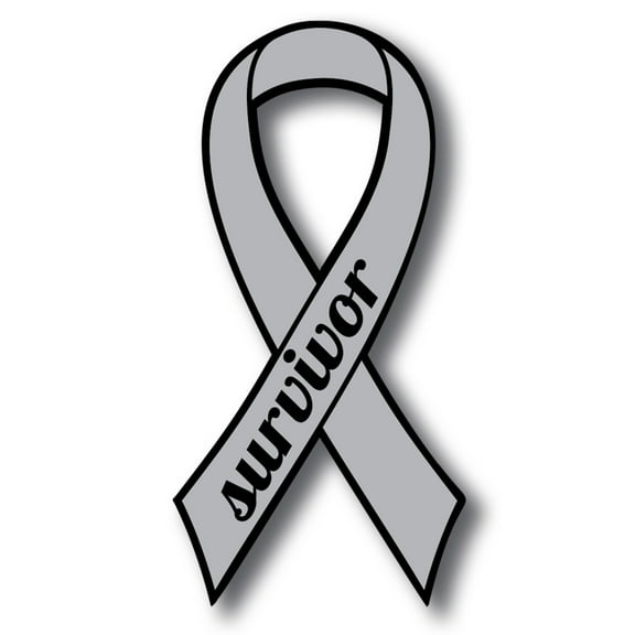 Magnet Me Up Support Brain Cancer Survivor Grey Ribbon Magnet, 3.5x7 In, Vinyl Automotive Magnet