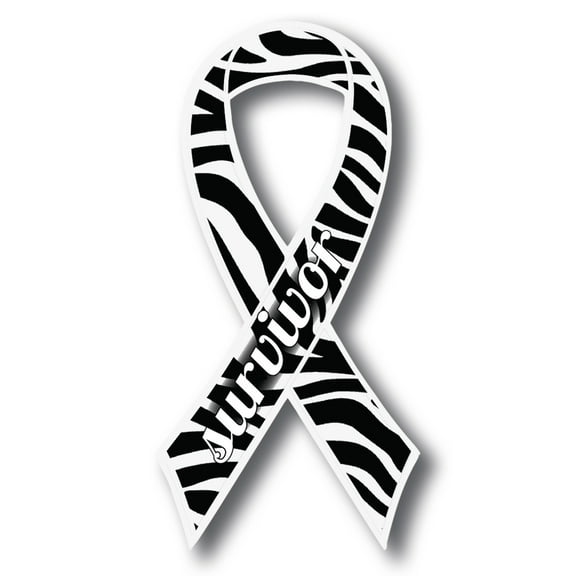 Magnet Me Up Support Carcinoid Cancer Survivor Zebra Ribbon Magnet Decal, 3.5x7 In, Vinyl Automotive Magnet