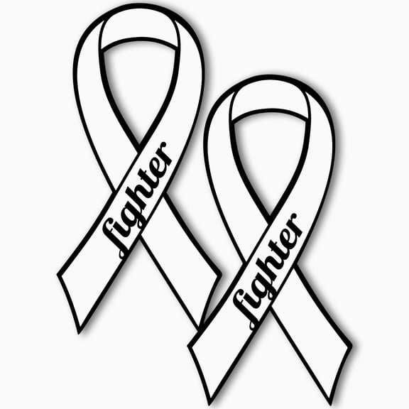 Magnet Me Up Support Lung Cancer Fighter White Ribbon Magnet Decal 3.5"x7" 2Pack