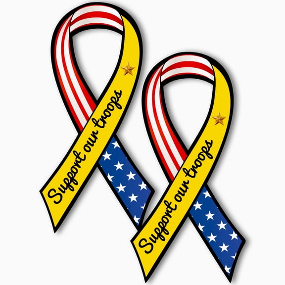 Magnet Me Up Support Our Troops American Flag Patriotic Ribbon, 3.5"x7", 2 Pack