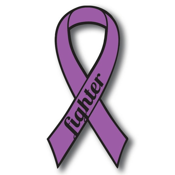 Magnet Me Up Support Pancreatic and Leiomyosarcoma Cancer Fighter Purple Ribbon Magnet Decal, 3.5x7 In, Vinyl Automotive Magnet
