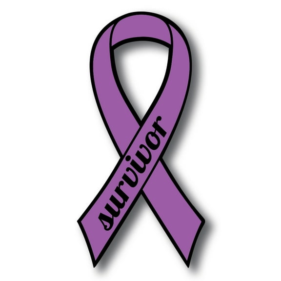 Magnet Me Up Support Pancreatic and Leiomyosarcoma Cancer Survivor Purple Ribbon Magnet Decal, 3.5x7 In, Vinyl Automotive Magnet