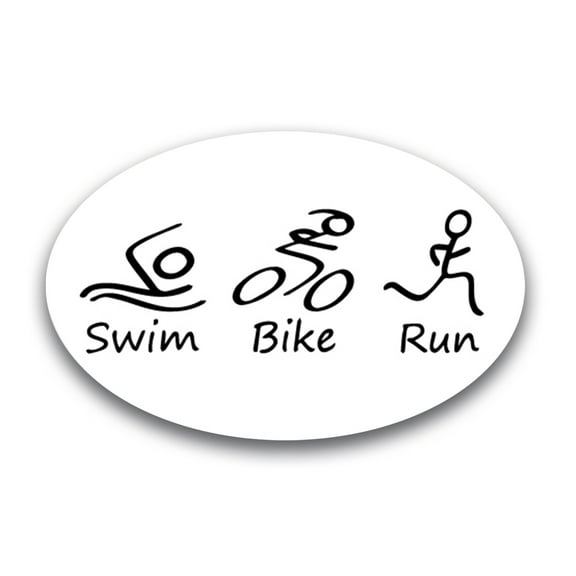 Magnet Me Up Swim Bike Run Black and White Oval Magnet Decal, 4x6 In, Vinyl Automotive Magnet