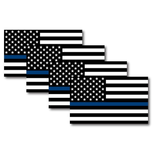 Magnet Me Up Thin Blue Line American Flag Vinyl Automotive Magnet, 3x5 in, 4Pk