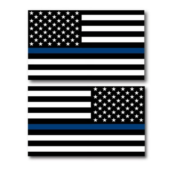 Magnet Me Up Thin Blue Line American Flag Vinyl Magnet Decal, 4x6 Inches, Opposing 2 PK