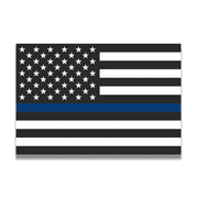 Magnet Me Up Thin Blue Line American Flag Vinyl Magnet Decal, 4x6 in, Black and Blue