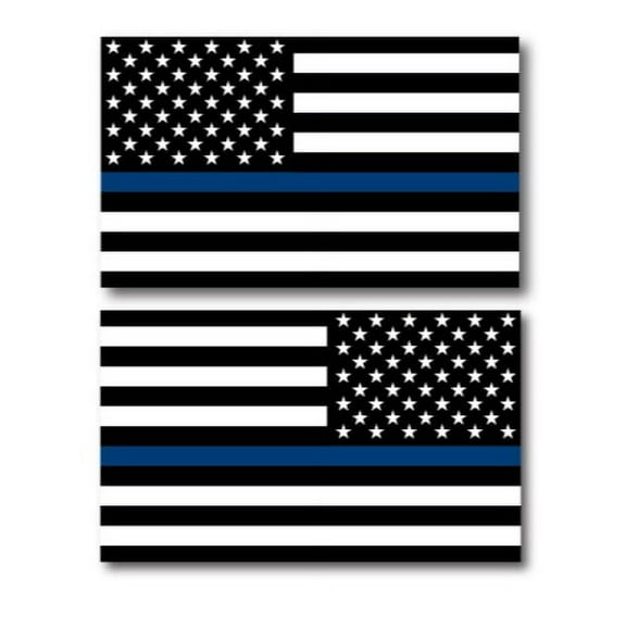 Magnet Me Up Thin Blue Line American and Reversed Flag Vinyl Magnet, 3x5 in, Opposing 2 Pk