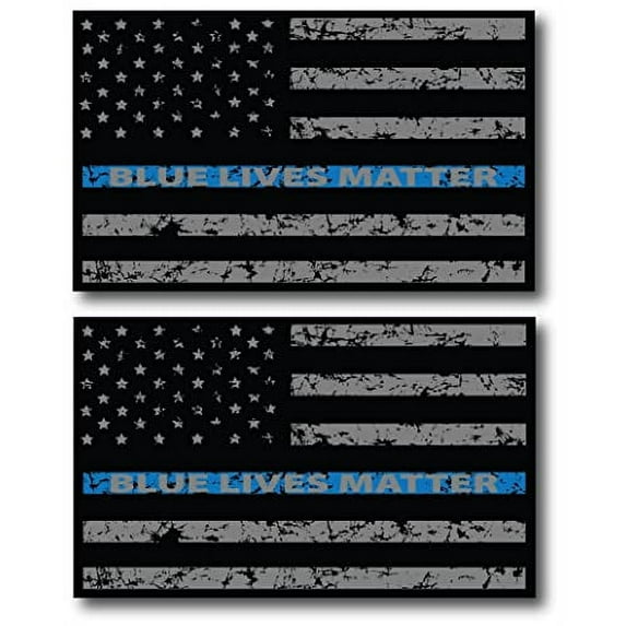 Magnet Me Up Thin Blue Line Distressed Blue Lives Matter American Flag Vinyl Magnet, 3x5 in, 2 Pk