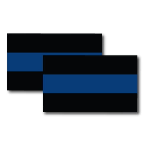 Magnet Me Up Thin Blue Line Vinyl Automotive Magnet,3x5 in, Black and Blue, 2Pk