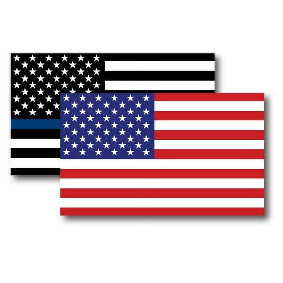 Magnet Me Up Thin Blue Line and American Flag Vinyl Magnet, 3x5 in, 2 Pk, Red, White, Blue