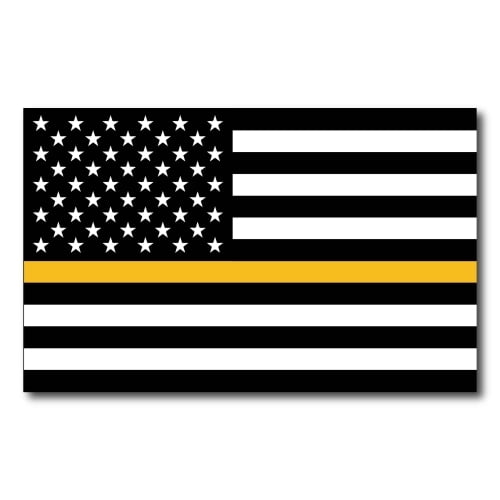 Magnet Me Up Thin Gold Line American Flag Vinyl Automotive Magnet Decal, 5x8 In, Gold and White