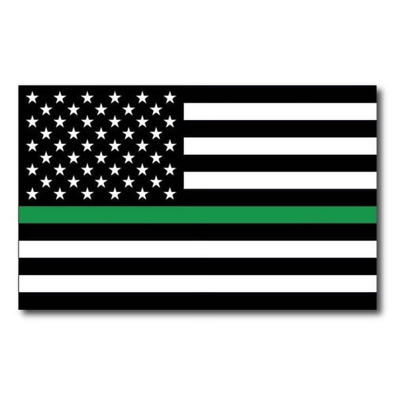 Magnet Me Up Thin Green Line American Flag Vinyl Automotive Magnet Decal, 5x8 In
