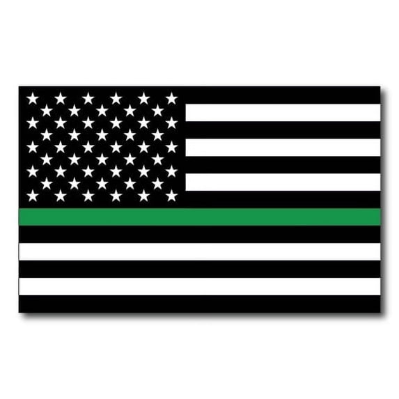 Magnet Me Up Thin Green Line American Flag Vinyl Automotive Magnet Decal, 5x8 In