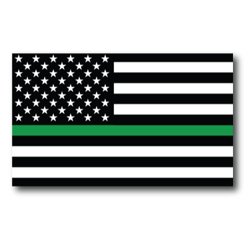 Magnet Me Up Thin Green Line American Flag Vinyl Magnet, 3x5 in, Black,Green & White