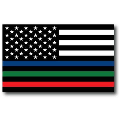 Magnet Me Up Thin Line Flag Vinyl Automotive Magnet, 3x5 in, Support Police, Military