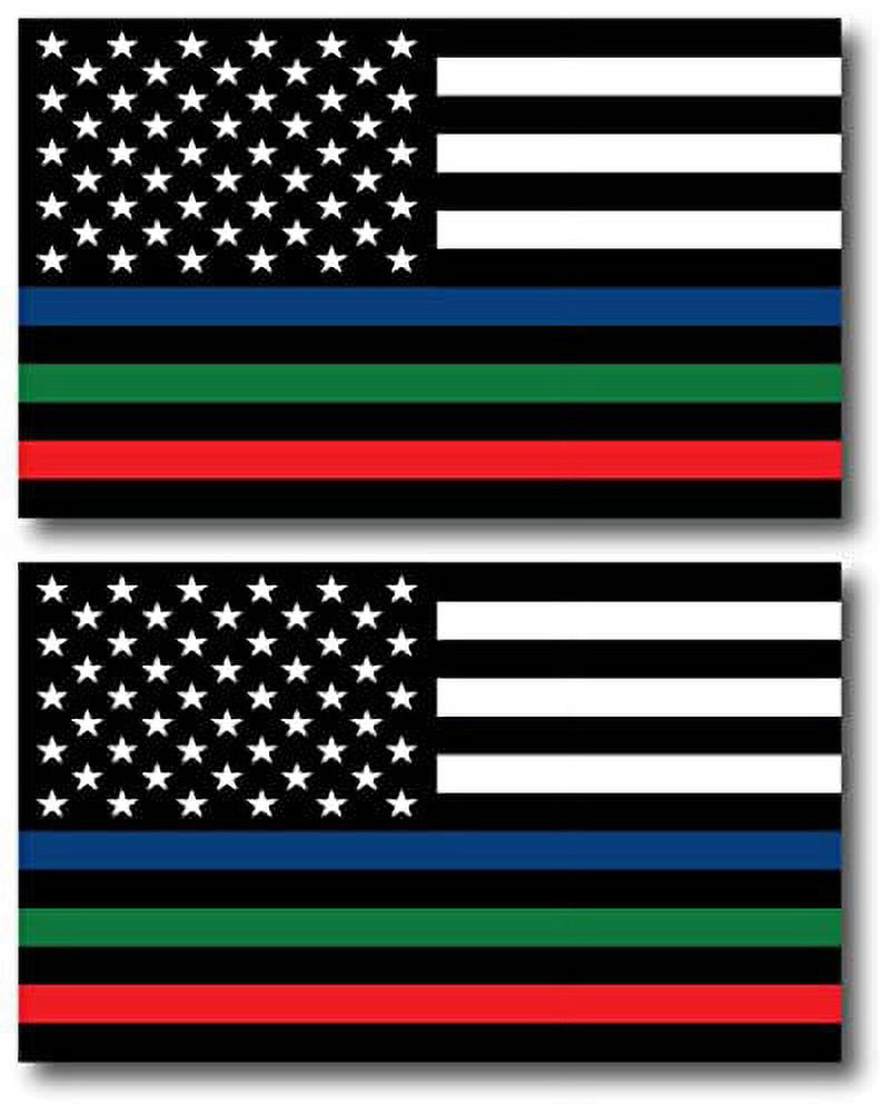 Thin Blue Line American Flag Car Magnet - 3x5 Inch Reversed Flag Decal In Support Of Police & Law Enforcement