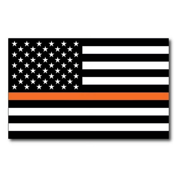 Magnet Me Up Thin Orange Line American Flag Vinyl Automotive Magnet Decal, 5x8 In