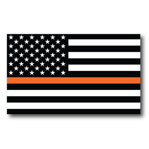 Magnet Me Up Thin Orange Line American Flag Vinyl Magnet, 3x5 in, Black, Orange & White