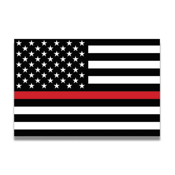 Magnet Me Up Thin Red Line American Flag Vinyl Magnet Decal, 4x6 In, Black, Red and White