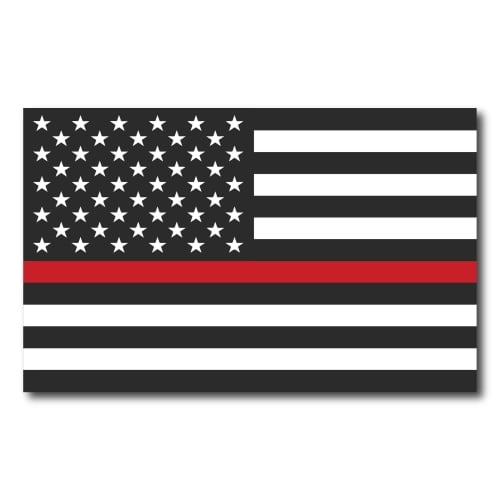 Magnet Me Up Thin Red Line American Flag Vinyl Magnet Decal, 5x8 In, Black, Red, and White