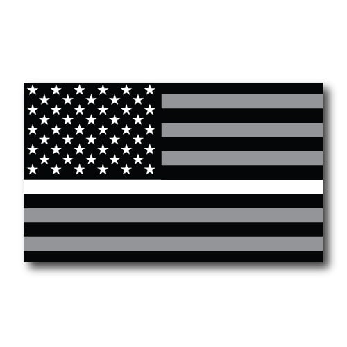 Magnet Me Up Thin White Line American Flag Vinyl Magnet, 3x5 in, Black, White,& Grey
