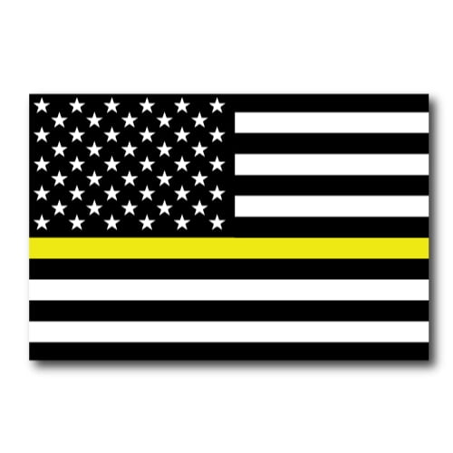 Magnet Me Up Thin Yellow Line American Flag Vinyl Magnet Decal, 4x6 In, Black, Yellow, White