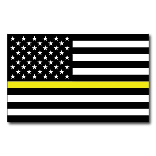 Magnet Me Up Thin Yellow Line American Flag Vinyl Magnet Decal, 5x8 In, Black, Yellow, White