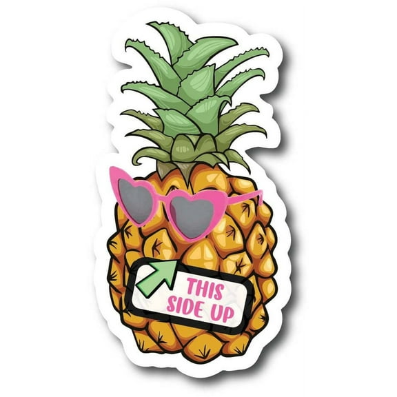 Magnet Me Up This Side Up Right Side Up Pineapple with Sunglasses Magnet Decal, 3x6 Inch, Heavy Duty Automotive Magnet For Car, Truck, SUV, Cruise Ship Door or Any Other Magnetic Surface
