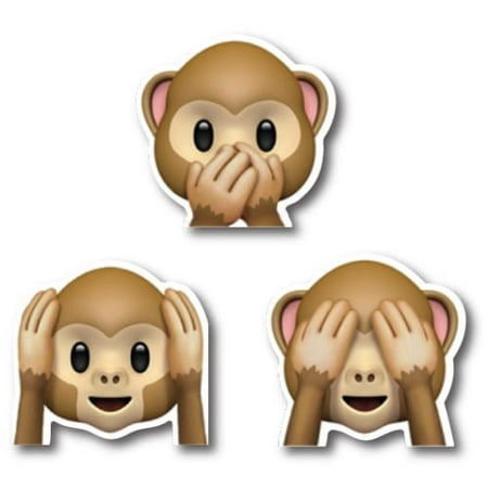 Magnet Me Up Three Wise Monkeys See No Evil, Hear No Evil, Speak No Evil Emoticon Magnet Decal, 3 Pack, Cute Self-Expression Decorative Magnet