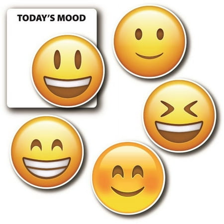 Magnet Me Up Today's Mood Happy Emoticon Magnet Decal Variety Pack, One 3.5x4 Inch Mood Board and Five 3 Inch Mini Emoticons