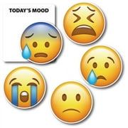 Magnet Me Up Todays Mood Sad Emoticon Magnet Decal Variety Pack, One 3.5x4 Inch Mood Board and Five 3 Inch Mini Emoticons, Cute Decorative Magnet