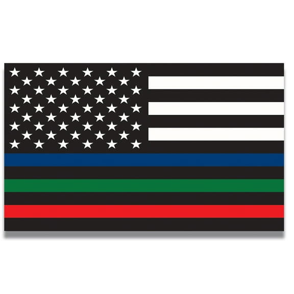 Magnet Me Up Tri-Color Thin Line American Flag Vinyl Automotive Magnet, 7x12 Inches
