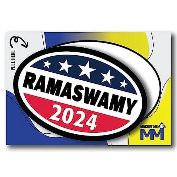 Magnet Me Up Vivek Ramaswamy Republican Political Party 2024 Adhesive Decal Sticker, 2 Pack, 5.5x3.5 Inch, Heavy Duty adhesion to Car Window, Bumper, etc