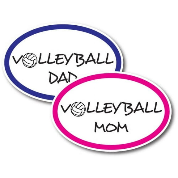 Magnet Me Up Volleyball Mom and Volleyball Dad Combo Pack Oval Magnet Decal, 4x6 In, Vinyl Automotive Magnet