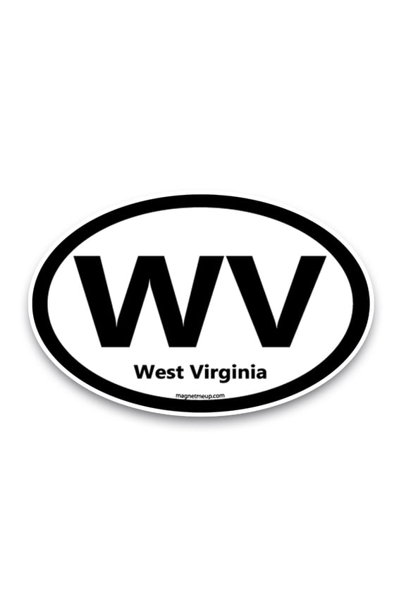 WV West Virginia US State Oval Magnet Decal, 4x6 In, Vinyl Automotive Magnet