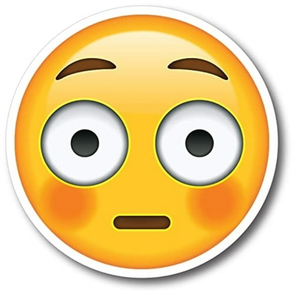 Magnet Me Up Wide Eyed Blush Emoticon Magnet Decal, 5 Inch Round, Cute Self-Expression Decorative Magnet