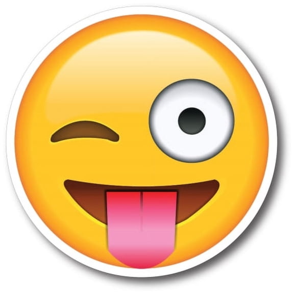 Magnet Me Up Wink Tongue Out Emoticon Magnet Decal, 5 Inch Round, Cute Self-Expression Decorative Magnet