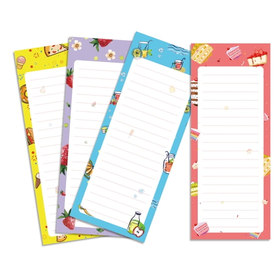 Magnet Notepads for Refrigerator, Grocery List Magnet Pad for Fridge, 3.5 x 9 Inch To Do List Notepad & Shopping List with Magnets, 60 Sheets per Pad, Set of 4